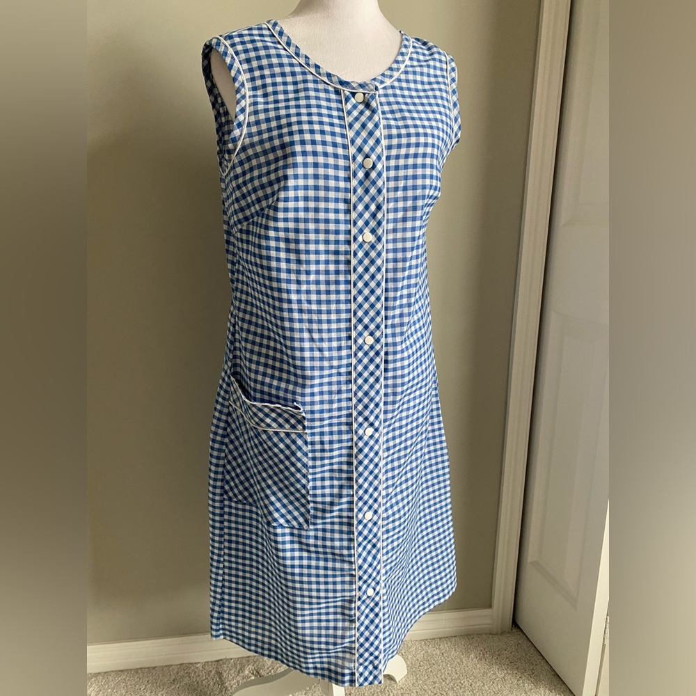 Komar Women’s S/M Gingham Sleeveless Button Front Shift Dress Cottagecore